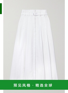 1h可退 香港直邮Gabriela Hearst 女士 Dugald 褶裥亚麻中长半身