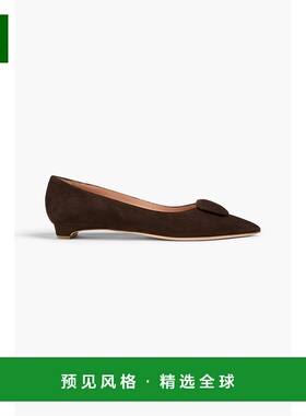 1h可退 香港直邮Rupert Sanderson 女士 Bedfa 精饰绒面革尖头平