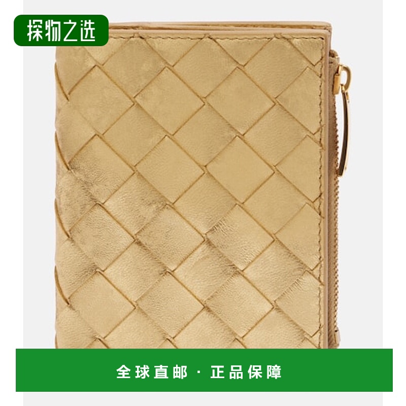 香港直邮Bottega Veneta 葆蝶家 女士 编织小号皮革二摺钱包