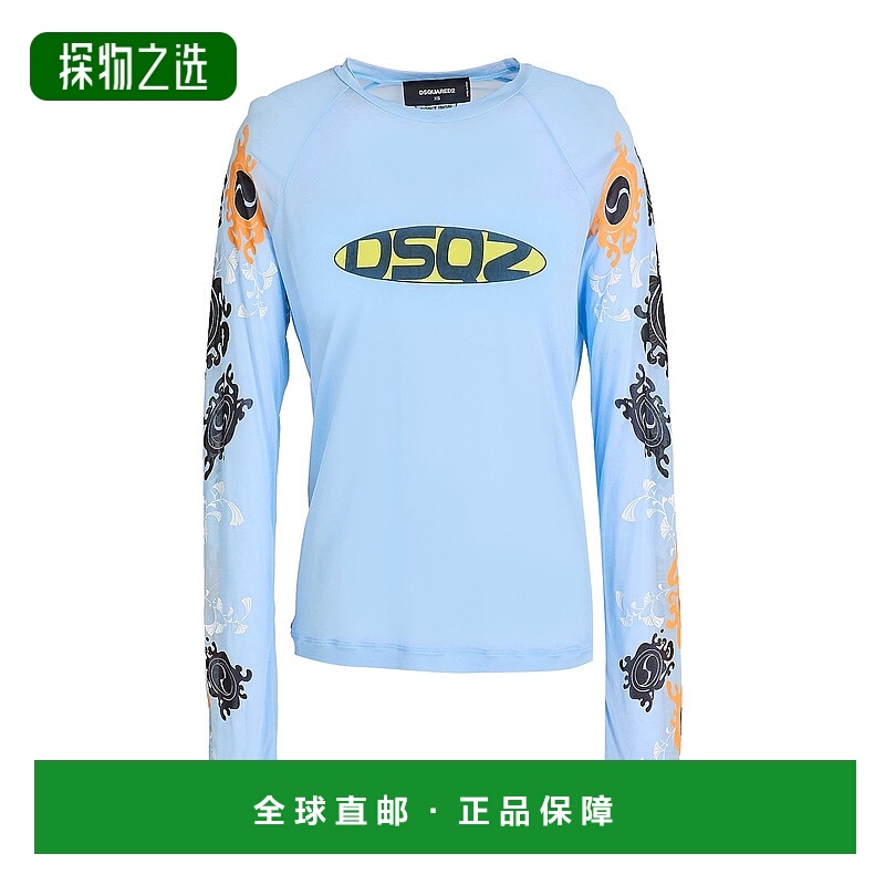 香港直邮Dsquared2 二次方 女士 T恤 blue蓝色 舒适时尚