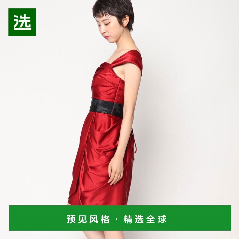 【日本直邮】Genet Vivien Cocoon 缎带连衣裙(红色)礼服晚礼服