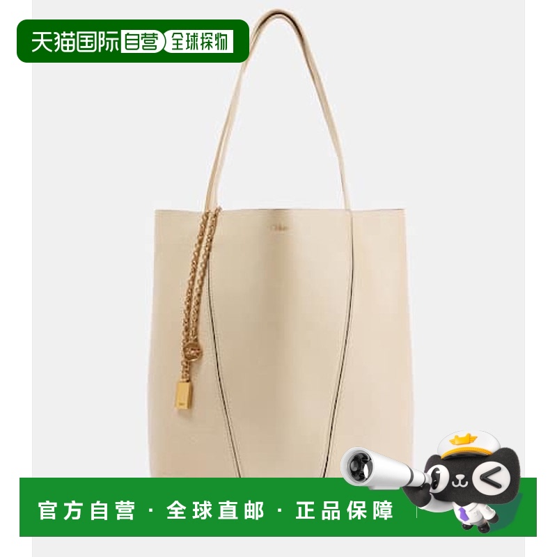 1h可退 香港直邮Chloe 蔻依 女士 Spin 大号皮革手提包 beige米色