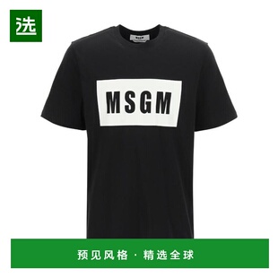 香港直邮MSGM 男士T恤 2000MM52020000299 AW2024 黑色 Black/whi