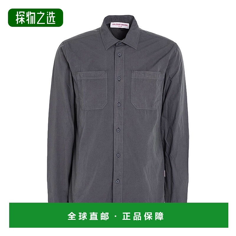 香港直邮Orlebar Brown 男士 纯色衬衫 grey灰色 舒适时尚