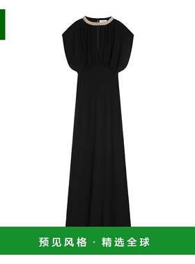 香港直邮Celine 真丝乔其纱刺绣领长裙 RR09M856C.连衣裙