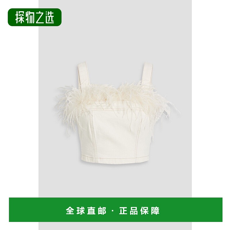 香港直邮Simkhai 女士 Reeves 短款羽毛边牛仔上衣 6232148DNWWWI