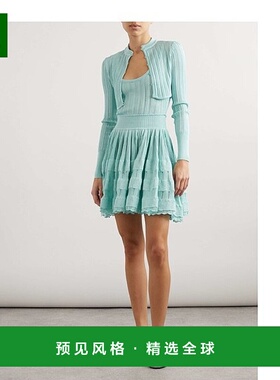 香港直邮Alaia 短款罗纹针织长袖开衫 AA9S02836M712