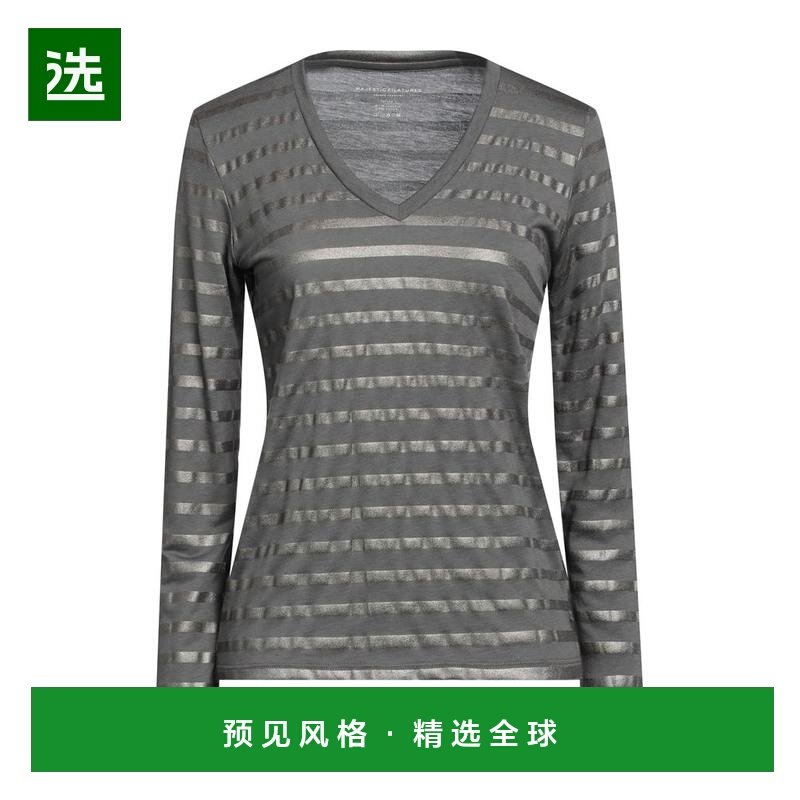 1h可退 【美国直邮】MAJESTIC FILATURES 女士条纹V领长袖T恤 103,女装/女士精品,T恤,淘宝优惠券,粉丝福利购,淘宝优惠卷