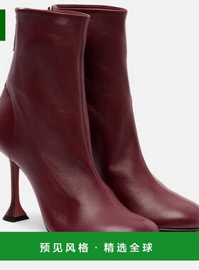 1h可退 香港直邮Amina Muaddi 女士 Iris 95 皮质短靴 red红色 舒