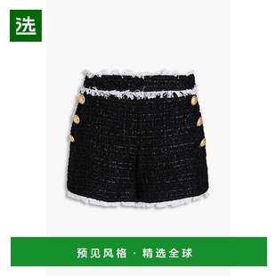 黑白高腰花呢短裤 1h可退 女士 巴尔曼 XF0PA083 香港直邮Balmain