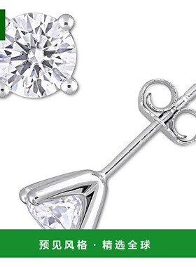 【美国直邮】Macy's|实验室制造的莫桑石纯银耳钉（2 克拉总重）