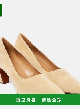 1h可退 香港直邮The Row 女士 Marta 65 绒面革浅口鞋 yellow黄色