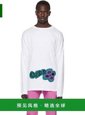 1h可退 香港直邮Gcds 男士 白色 Checkerboard 长袖 T 恤 SS23M12