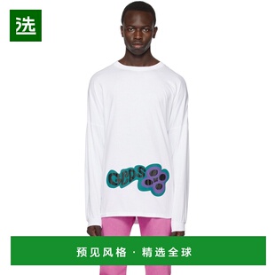 1h可退 香港直邮Gcds 男士 白色 Checkerboard 长袖 T 恤 SS23M12