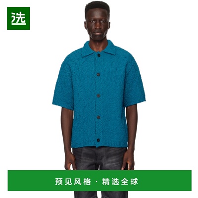 1h可退 香港直邮Wooyoungmi 吴阳米 男士 蓝色镂空开衫 W241KN11
