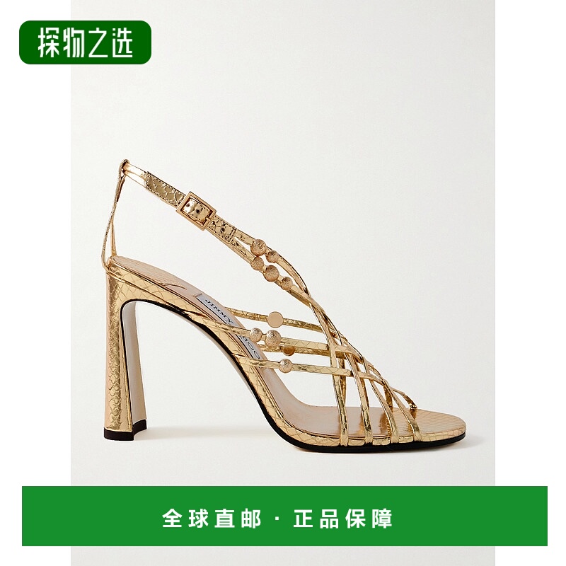香港直邮Jimmy Choo 周仰杰 女士 Felice 95 精饰金属感蛇皮质感