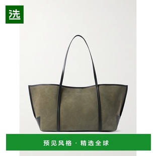 1h可退 香港直邮ST.AGNI 女士 Bateau 皮革饰边绒面革手提包 W250