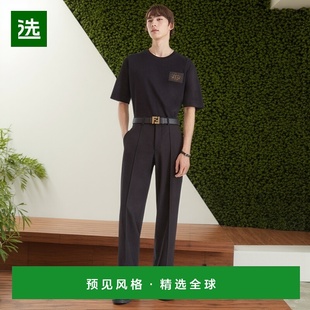 欧洲直邮FENDI T恤男装 芬迪 黑色棉短袖 男士 1h可退