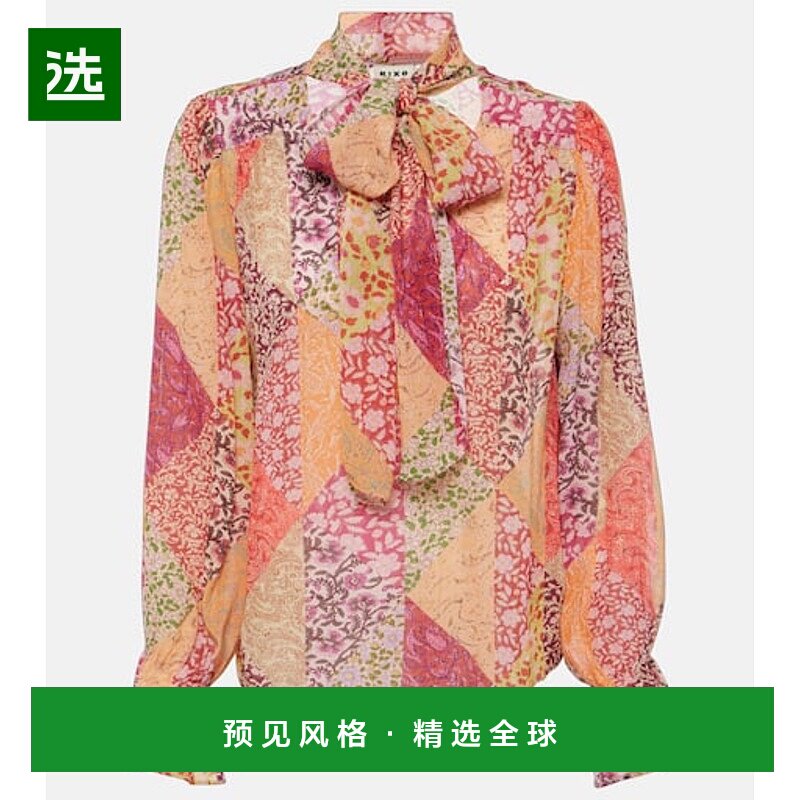 香港直邮RIXO 女士 Jovie 拼布上衣 colorful花色 舒适时尚女装