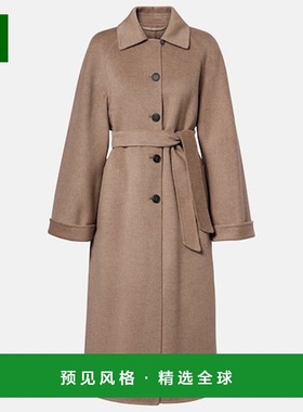 香港直邮MaxMara 麦斯玛拉 女士 Centro 束带羊绒大衣