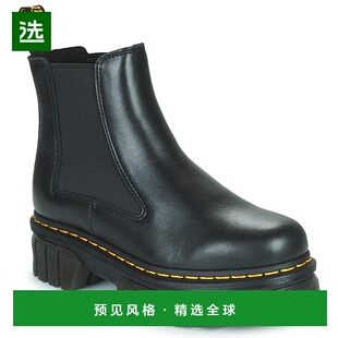 欧洲直邮dr. martens 女士黑色光面皮革短筒厚底时尚复古切尔西靴