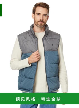 【美国直邮】U S POLO ASSN 拼色羽绒背心 男装羽绒服 轻便保暖