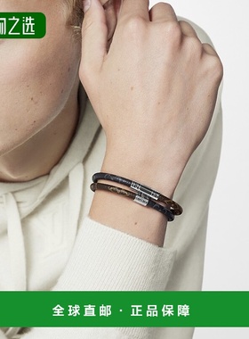 1h可退 欧洲直邮LV/路易威登 男士棕色/黑色帆布/皮革手链新款