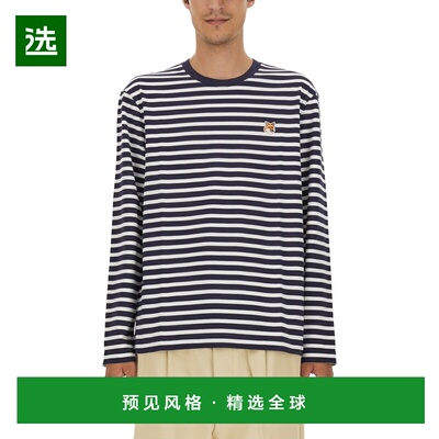 1h可退 香港直邮MAISON KITSUNÉ 男士T恤 LM00105KJ0044NAVYSTRIP