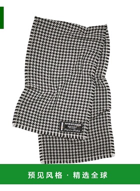 欧洲直邮ACNE STUDIO 23新款 男女同款白色/黑色纯羊毛千鸟格围巾