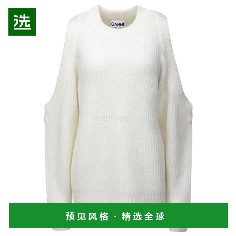 韩国直邮GANNI K1925 135 厚实柔软羊毛开肩套头衫 女士圆领针织
