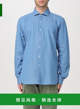 香港直邮FAY 男士衬衫 NCMA150115LMJPU200 SS2025 蓝色 Camicia