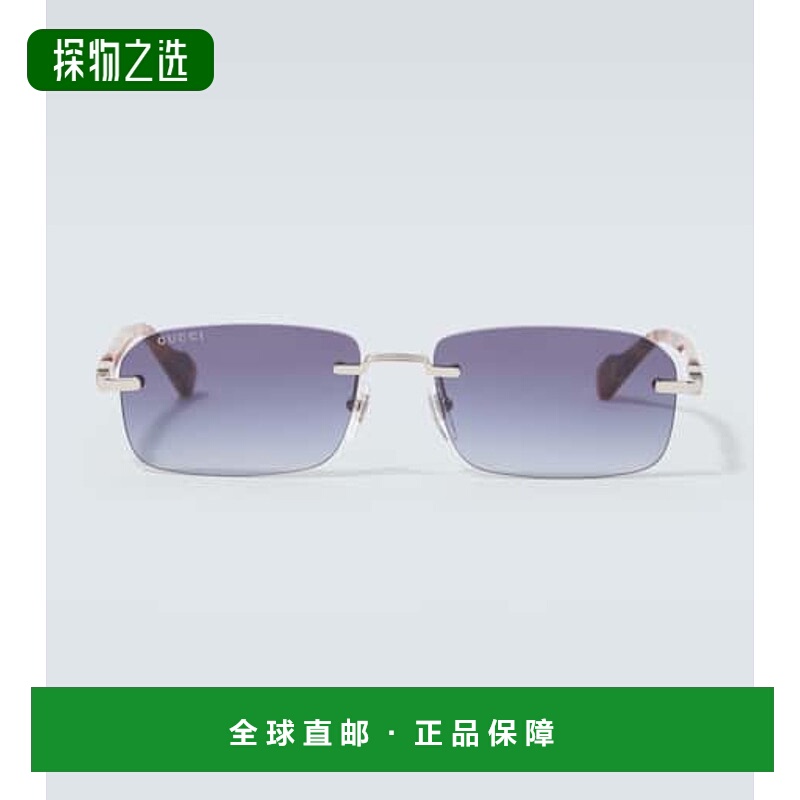 1h可退 香港直邮Gucci 古驰 男士 矩形太阳眼镜 brown棕色 舒适时