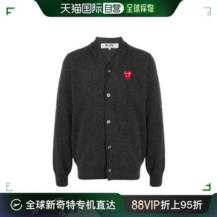 Des Garcons Play P1N076 香港直邮Comme 深灰色爱心刺绣修身 开衫