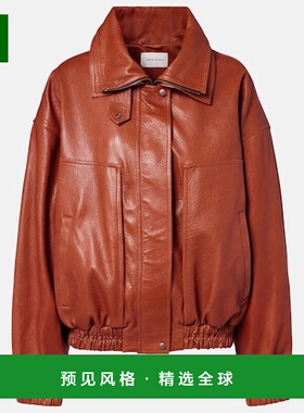 1h可退 香港直邮magda butrym 女士 皮革宽身束腰夹克 orange橙色