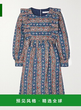 1h可退 香港直邮SEE BY CHLOÉ 女士 Deva 印花亚麻中长连衣裙 CHS