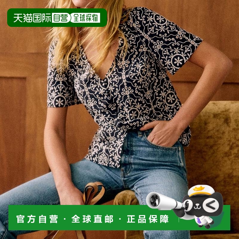 自营欧洲直邮Sezane 女士黑色/米色棉/聚酯纤维衬衫新款