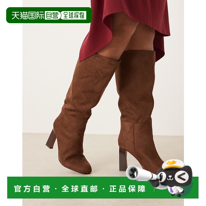 1h可退 香港直邮ASOS 女士 Curve Carly suedette 设计粗跟套穿及