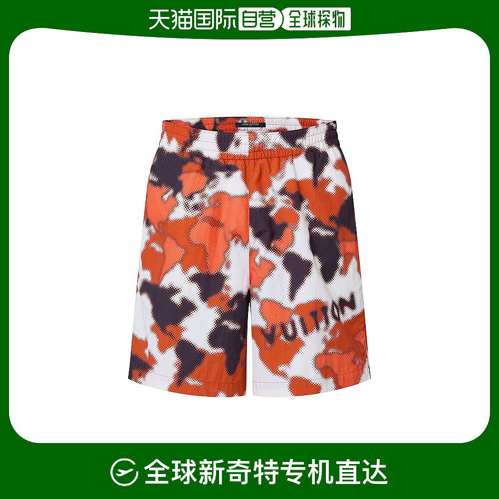 欧洲直邮lv/路易威登 23新款 男士火焰橙色尼龙迷彩泳裤短裤