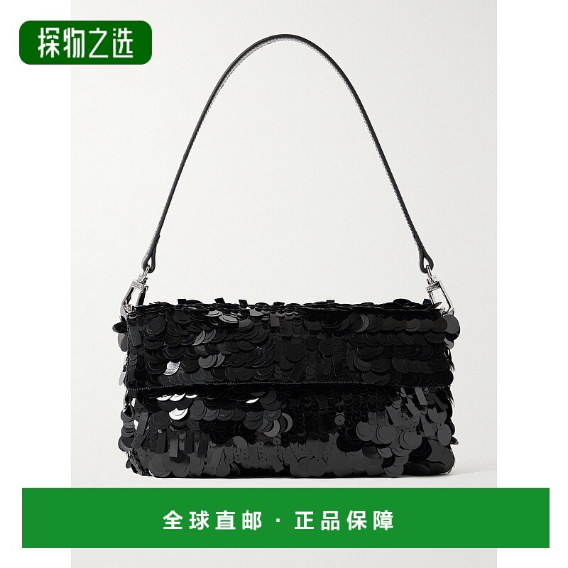 香港直邮Staud 女士 Timmy 皮革饰边亮珠片绸缎肩包 H25F6006APBL