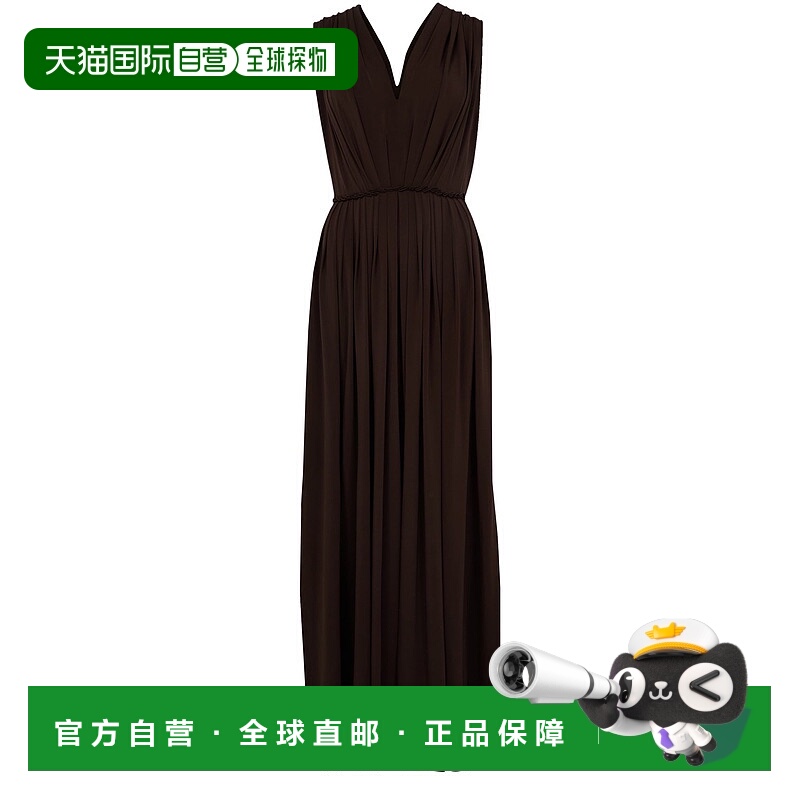 1h可退 香港直邮MaxMara 麦斯玛拉 女士 Walter 垂褶长款平纹连衣
