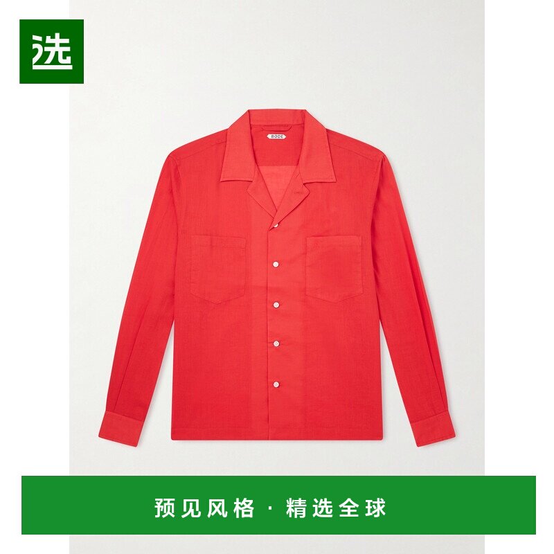 美国直邮Bode 男士 Camp-Collar 刺绣棉纱衬衫 MRC99SH002RED