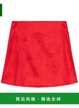 1h可退 香港直邮GANNI 女士半身裙 F8785472 SS2024 红色 侧拉链A