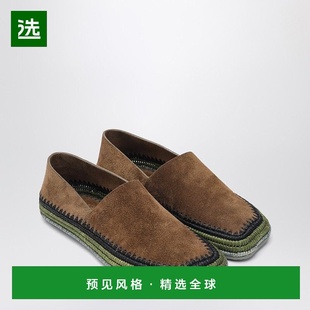 棕色绒面革拉菲草编织便鞋 香港直邮LOEWE RIO 男士 M8162 罗意威