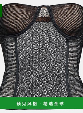 1h可退 香港直邮KHAITE 女士 Lori 蕾丝编织紧身胸衣 black黑色