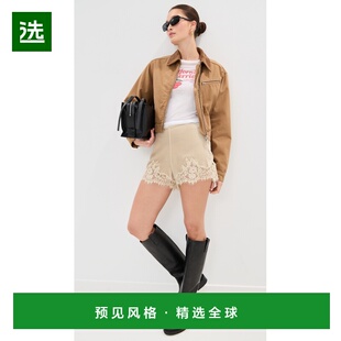 1h可退 香港直邮REFORMATION 女士 深绿色天鹅绒短裤  舒适时尚