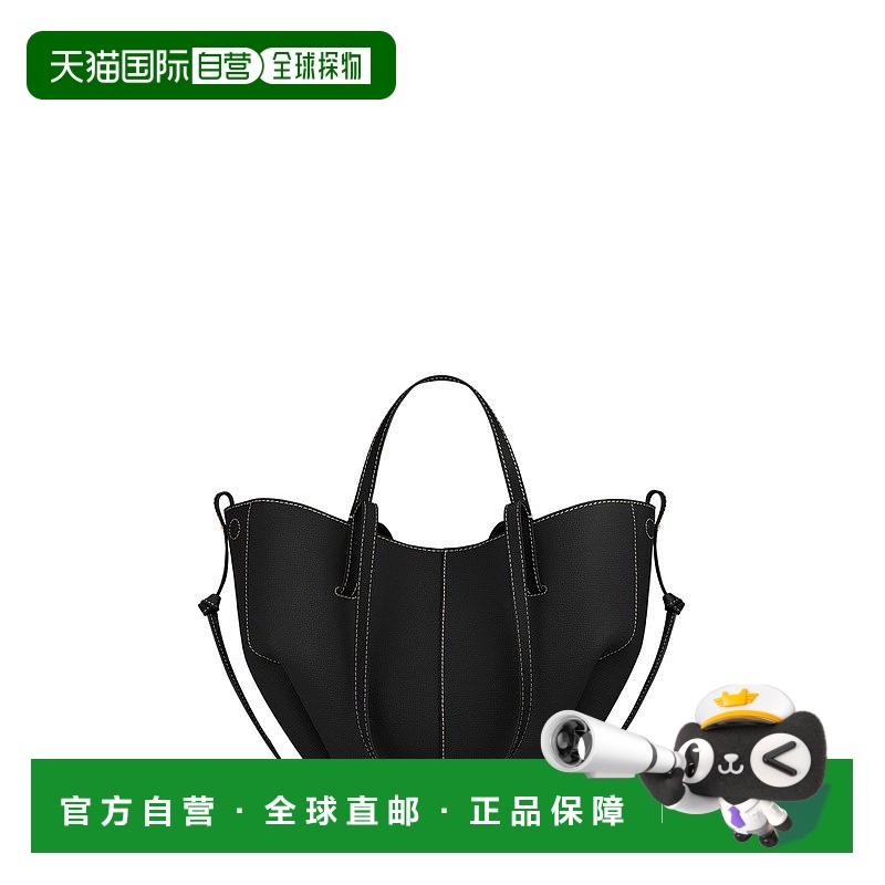 自营欧洲直邮POLENE Cyme Mini女士黑色小牛皮手提包斜挎包单肩包