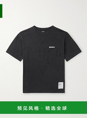 香港直邮1h可退 Satisfy 男士 MothTech™ 徽标印花磨破棉针织T恤