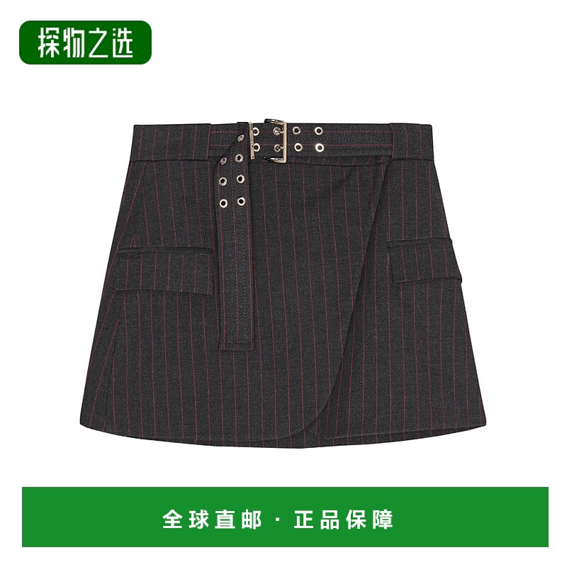 香港直邮Ganni 细条纹迷你裙 W0711半身裙a字裙