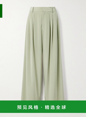 1h可退 香港直邮TIBI 女士 褶裥双绉阔腿裤 F125RS3409 green绿色