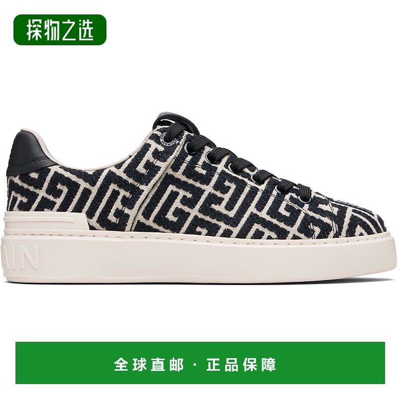 香港直邮Balmain 巴尔曼 女士 黑色 & 灰白色 Monogram Jacquard